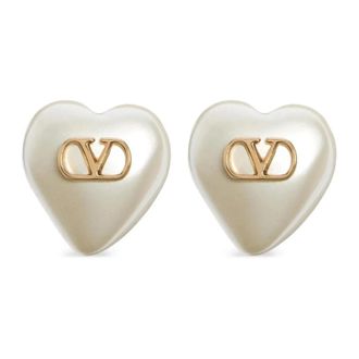 Valentino Garavani VLogo Signature Oorbel van Metaal en Parel - Dames - Oorbellen - Wit - ONE Size - Accessoires
