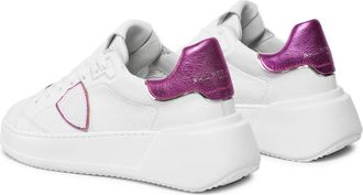 Philippe Model Womens Tres Temple Low Sneaker White Leather