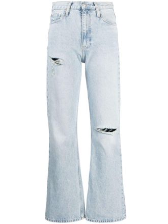 Calvin Klein Jeans ripped-detail bootcut jeans - Blue
