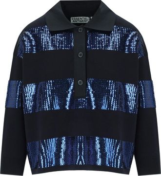 Essentiel POLO IN MAGLIA ILLUMINATI NERA ESSENTIEL ANTWERP