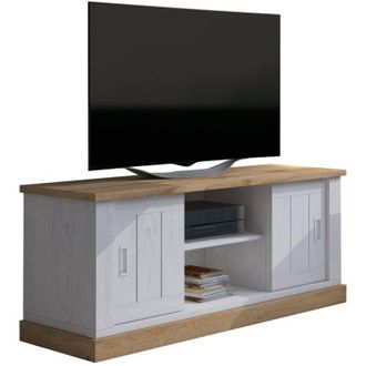 Dmora Mobile Porta tv Mesola, un Ripiano, 4 Vani, 2 Ante, 45x46x60h cm Bianco Rovere