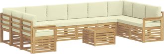 vidaXL Conjunto De Sof&aacute;s De Exterior 8 Uds. Blanco Y Crema Poli&eacute;ster Vidaxl
