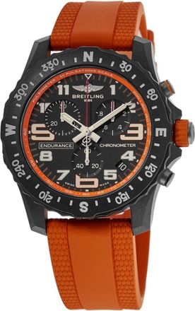 Breitling Endurance Pro 44 Quartz Chronograph Black Dial Orange Rubber Strap Mens Watch X82310A51B1S2