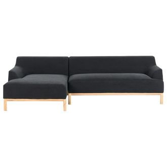 Beliani Beliani - Sof&aacute; Esquinero Elegante Tela Poli&eacute;ster Patas De Madera Sala De Estar Negro Derecho Sosjo