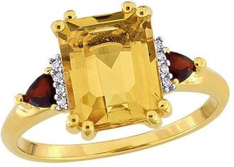 Rina Limor Gold 3.44 Ct. Tw. Diamond & Citrine, Garnet Halo Ring