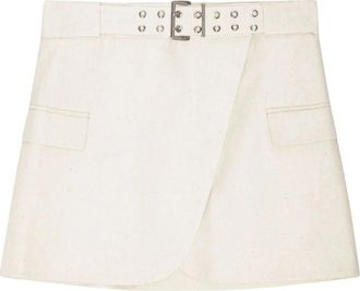 Ganni Melange Katoen Mini Rok - Dames - Korte rokken - Beige - S - Katoen - Rokken