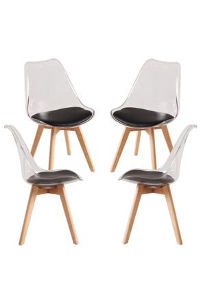 Regalos Miguel Regalos Miguel - Packs Sillas Comedor - Pack 4 Sillas Synk Transparente Asiento - Negro