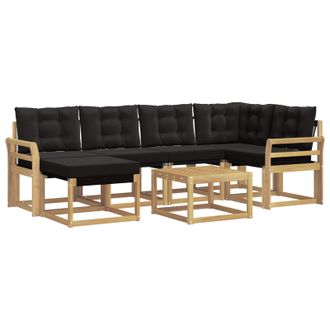 vidaXL Conjunto De Sof&aacute;s De Exterior Con Coj&iacute;n 7 Pcs Blanco Y Negro Vidaxl