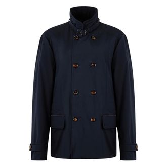 Moorer Double-Breasted Coats, male, Blue, Size: 2XL Elegant Winter Jacket