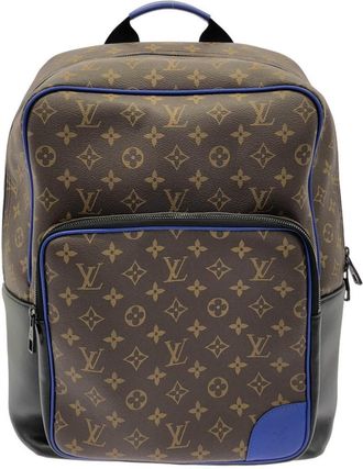 Louis Vuitton Monogram Macassar Blue Marron Coated Canvas Leather Backpack (Pre-Owned)