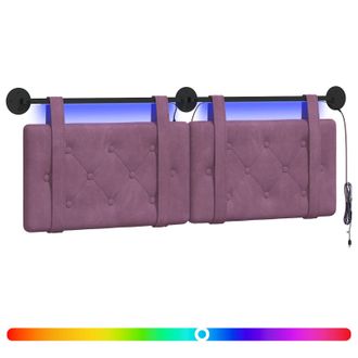vidaXL Cabecero Colgante Con Luz Led Morado Terciopelo Vidaxl