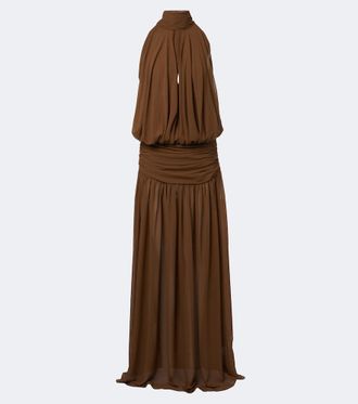 De La Vali Cruz draped chiffon maxi dress