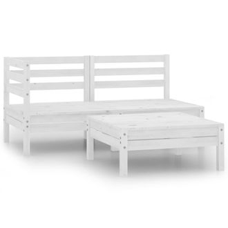 vidaXL Vidaxl - Conjunto De Muebles De Jard&iacute;n 3 Pzas Madera Maciza Pino Blanco