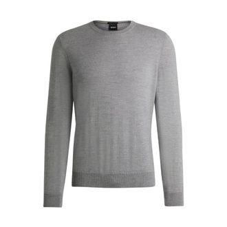 HUGO BOSS Hugo, Round-neck Knitwear, male, Gray, Size: 2XL Botto Sweater