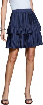 Current Air Tiered Pleated Mini Skirt In Navy