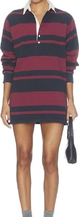 Good American Knit Rugby Mini Dress In Burgandy