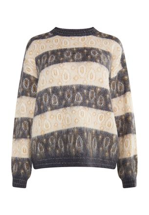 Usha Gebreide trui Dames Antracietbeige veelkleurig