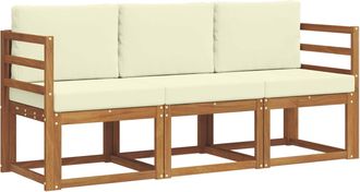 vidaXL Conjunto De Sof&aacute;s De Exterior 3 Uds. Natural Y Crema Vidaxl