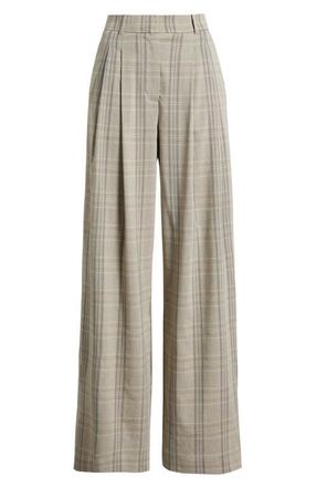 Mango Pantalon Martin High Waist Wide Leg Pants in Light/Pastel Grey at Nordstrom, Size 10