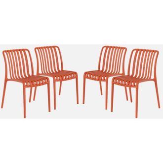 Sweeek Set 4 sedie da giardino impilabili in plastica