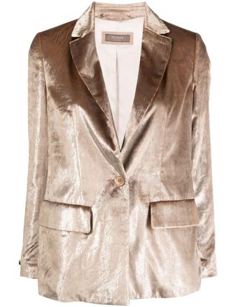 PESERICO velvet single-breasted blazer - Gold