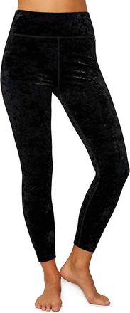 Calvin Klein Womens Performance Crushed Velvet Cropped Legging In Black