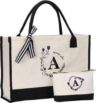 Generic Tote Bags for Women - Stylish Womens Tote Bag for Mom Shopping Beach and Daily Durable Canvas Carryall with Letter Design Spacious Multipurpose Handba