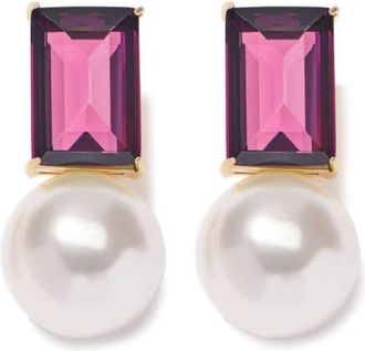 Carolina Herrera pearl-embellished earrings - women - Copper/glass/Faux Pearl - One Size - Purple
