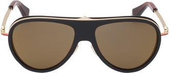 Christian Louboutin 63mm Pilot Sunglasses in Black/gold Red Enamel at Nordstrom