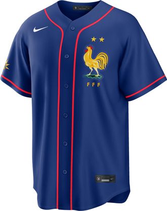 Nike France National Team Nike Mens Soccer x MLB Stadium Jersey in Blue | RE260LTTFAF-5HR