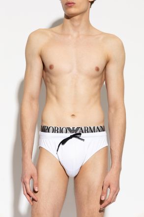Emporio Armani Swim Briefs, Mens, White