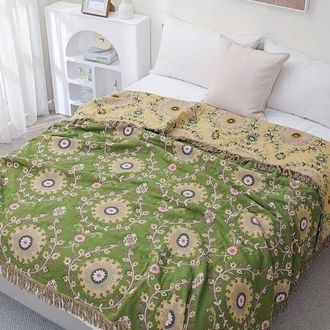No Brand Manta Bohemia Ultrasuave 100% Algod&oacute;n, 150x200 Cm, Transpirable, Para Todas Las Estaciones, Para Sof&aacute; Cama, Coj&iacute;n Decorativo Ligero Para Perros Estilo