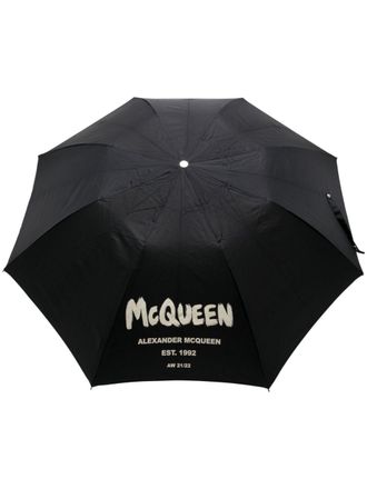 Alexander McQueen Graffiti paraplu - Zwart