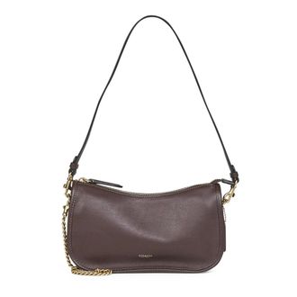 Coach Leather Shoulder Bag with Gold Logo