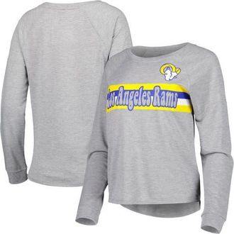 Outerstuff Juniors Heathered Gray Los Angeles Rams All Striped Up Raglan Long Sleeve T-Shirt in Heather Gray at Nordstrom, Size X-Large