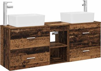 vidaXL Juego De Muebles De Ba&ntilde;o 3 Uds. Madera Envejecida Vidaxl
