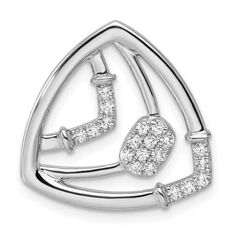 Diamond2Deal 14K White Gold Lab Grown Diamond Triangle Chain Slide Pendant (0.2ct, VS, G-H)