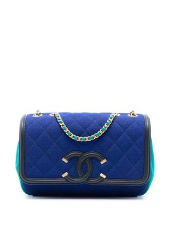 Chanel 2019 Small Jersey CC Filigree Flap crossbody bag - Blauw