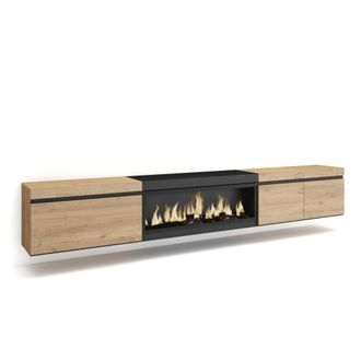 Skraut Home Skraut Home - Mueble Tv, Televisi&oacute;n, Muebles De Sal&oacute;n, Almacenaje, 288x45x35 Cm, Para Tv Gran Formato, Chimenea El&eacute;ctrica Xxl, Colgado, Suspendido, Es