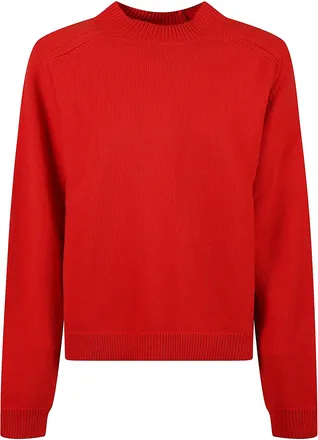 Bite Studios Relaxed Fit Red Wool View Crewneck Sweater