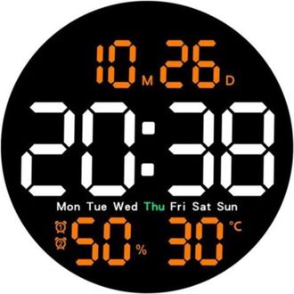 OEM Reloj Despertador Electr&oacute;nico Multifuncional - Silencioso - Control De Temperatura Y Humedad - Pantalla Naranja, 1 Unidad - Crezuo
