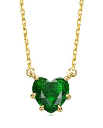 Rachel Glauber 14K Plated Cz Solitaire Necklace