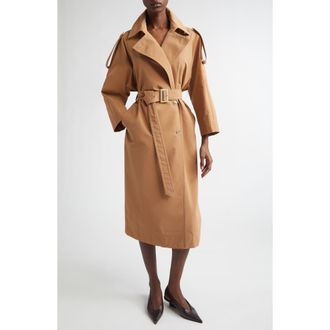 Herno Belted Gabardine Trench Coat in 2157 Camel at Nordstrom, Size 10 Us