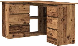 vidaXL Escritorio De Esquina Madera Contrachapada Madera Envejecida Vidaxl