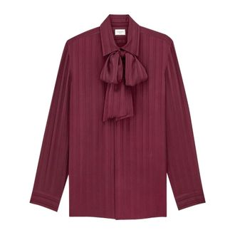 Saint Laurent Cassandre Lavalli&egrave;re Blouse - Dames - Blouses & Shirts - Rood - Maat: XS Zijde