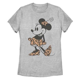 Minnie Mouse Womens Minnie Mouse Leopard Outfit Graphic T-Shirt in Athletic Heather at Nordstrom, Size X-Large