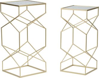 Mauro Ferretti Mesas Auxiliares Glassy Pareja Cm 31,5x31,5x68-28x28x64