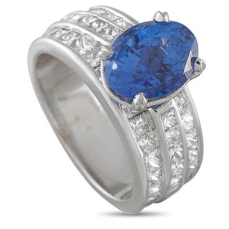 Luxury Bazaar 18K White Gold 1.50ct Diamond and Sapphire Ring MF13-051526
