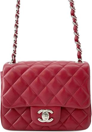 Chanel 2021-2025 kleine vierkante Classic Caviar Single Flap crossbodytas - Rood