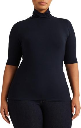Lauren Ralph Lauren Scrunch Neck Top in Lauren Navy at Nordstrom, Size 1 X